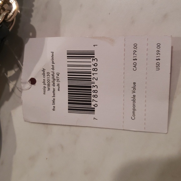 Kate Spade ♠️ Green and Navy Polka Dot Crossbody Phone Bag - Picture 9 of 9